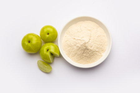 Amla powder or Indian gooseberry powder ayurvedic alternative medicineの写真素材