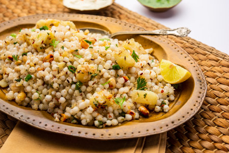Sabudana Khichadi - An authentic dish from Maharashtra made with sago seeds, served with curd