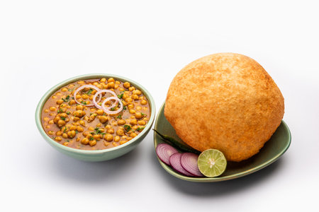 Chole bhature is a North Indian food dish. A combination of chana masala and bhatura or puriの写真素材