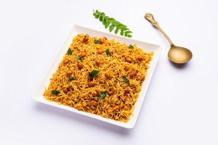 Peanut rice is one of the popular South Indian variety rice recipeの写真素材