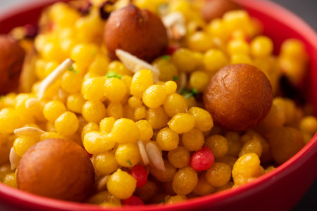 Diljani is a traditional Indian sweet, creamy and sweetened milk, garnished with nuts and spices.の写真素材