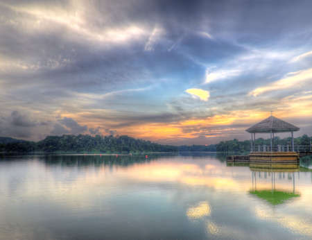 Sunset over Lakeの写真素材