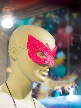 Pink-Sequined Butterfly-shaped Maskの写真素材