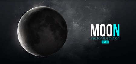Realistic Moon planet from space. Vector illustrationのイラスト素材