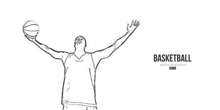 Abstract basketball player man in action isolated white background. Vector illustrationのイラスト素材