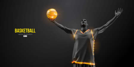 Abstract silhouette of a basketball player man in action isolated black background. vector illustrationのイラスト素材