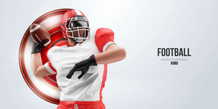 Realistic silhouette of a NFL american football player man in action isolated white background. vector illustrationのイラスト素材