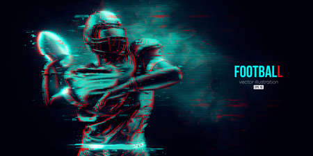 Abstract silhouette of a NFL american football player man in action isolated blue background. vector illustrationのイラスト素材
