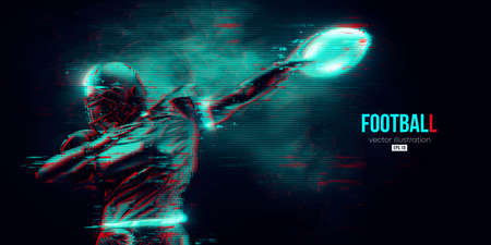 Abstract silhouette of a NFL american football player man in action isolated blue background. vector illustrationのイラスト素材