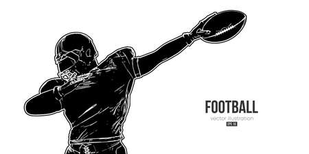 Abstract silhouette of a NFL american football player man in action isolated white background. vector illustrationのイラスト素材