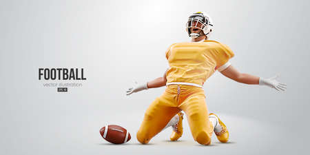 Realistic silhouette of a NFL american football player man in action isolated white background. vector illustrationのイラスト素材