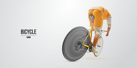 Realistic silhouette of a road bike racer, man is riding on sport bicycle isolated on white background. Cycling sport transport. vectorのイラスト素材