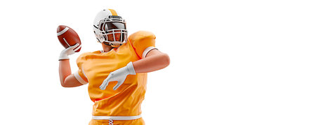 Realistic silhouette of a american football player man in action isolated white background.