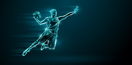Abstract silhouette of a NBA basketball player man in action isolated black background.