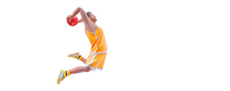 Realistic silhouette of a NBA basketball player man in action isolated white background.