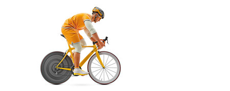 Realistic silhouette of a road bike racer, man is riding on sport bicycle isolated on white...