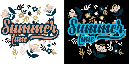Summer time. Vector hand drawn lettering. Inspirational quote.のイラスト素材