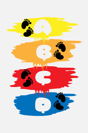 Paw Prints on Grunge Brush Stroke. Vector Illustrationのイラスト素材