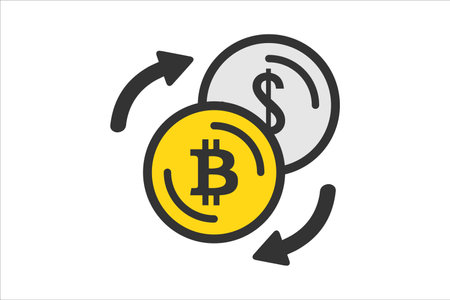Bitcoin exchange icon. Cryptocurrency vector illustration. Bitcoin symbol.のイラスト素材