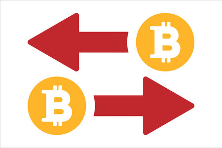 Bitcoin and bitcoin exchange icon. Cryptocurrency concept. Vector illustrationのイラスト素材