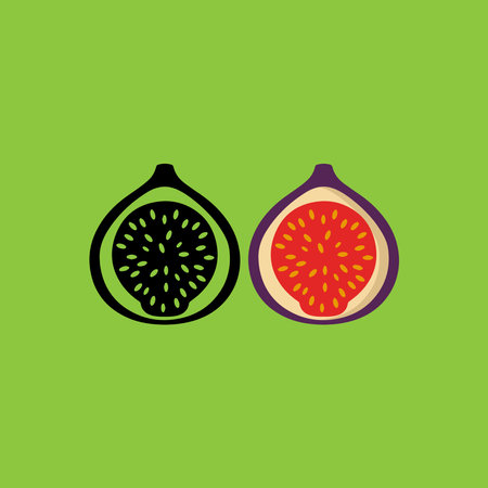 Figs icon in flat style. Vector illustration on green background.のイラスト素材