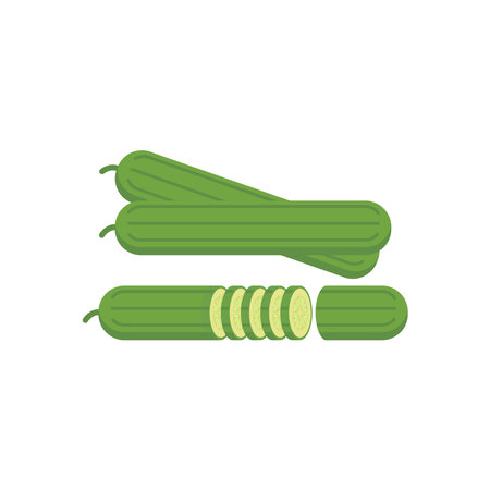 Cucumber icon in flat color style. Vegetable food nutritionのイラスト素材