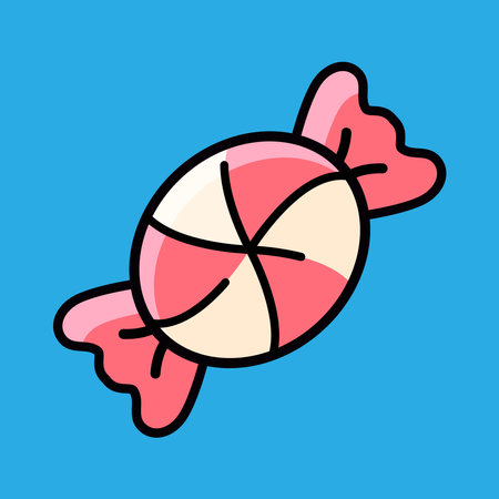 Candy icon. Vector illustration in flat style. Isolated on blue background.のイラスト素材
