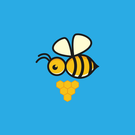 Bee and honeycombs icon. Vector illustration in flat style.のイラスト素材