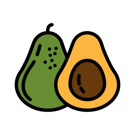 Avocado vector, Barbecue related filled design editable stroke iconのイラスト素材