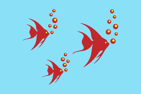 Set of fish vector illustration. Isolated on a blue background.のイラスト素材
