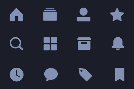 Set Of 16 Simple Application Icons. Can Be Found Such Elements As Home, Magnifier, Notebook And Other.のイラスト素材