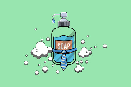 Illustration of a hand sanitizer bottle with a necktieのイラスト素材
