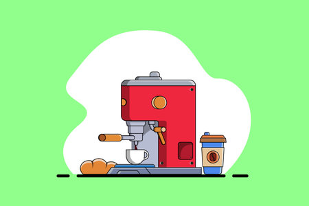 Coffee machine. Flat style vector illustration. Elements for web design.のイラスト素材