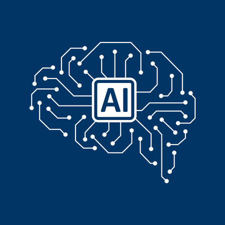 Artificial intelligence (AI) and machine learning concept. Circuit board. Vector illustration