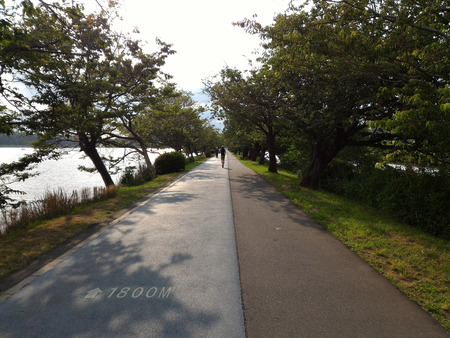Jogging Sport Exercise Park way side Lakeの写真素材
