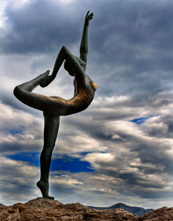 The statue of a ballerina in Budva in cloudy day , Montenegro, Adriaticの写真素材