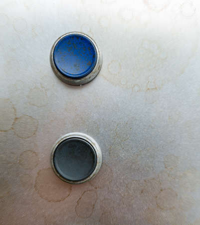 Two Push Buttons on Metal Panelの写真素材