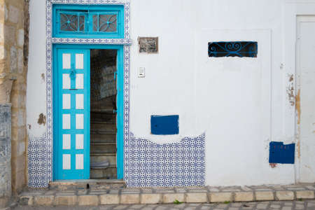 Sky Blue Front door to Traditional Tunisian Home