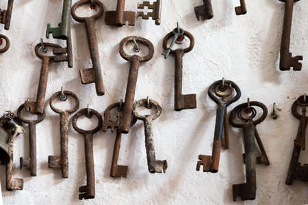 Many Old Keys on Hooksの写真素材