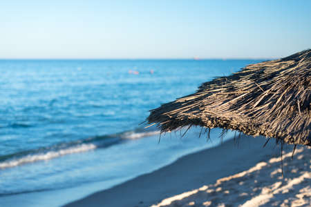 Natural Beach Umbrella with, Sky and Horizonの写真素材