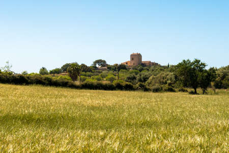 Idyllic Spanish Countryside with Old Village Buildingsの写真素材