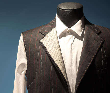 Work in Progress Suit on Mannequin with Exposed Stitchingの写真素材