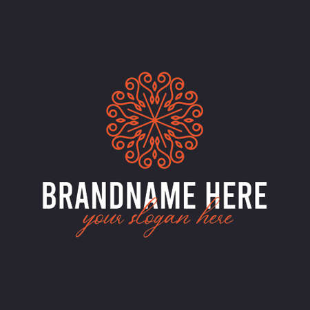 luxury logo Geometric leaf emblem template design in linear style . Vector illustration.のイラスト素材