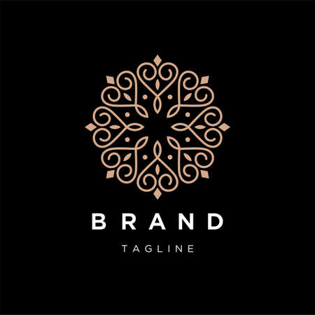Luxury Ornament Flower Outline Logo Design Templateのイラスト素材