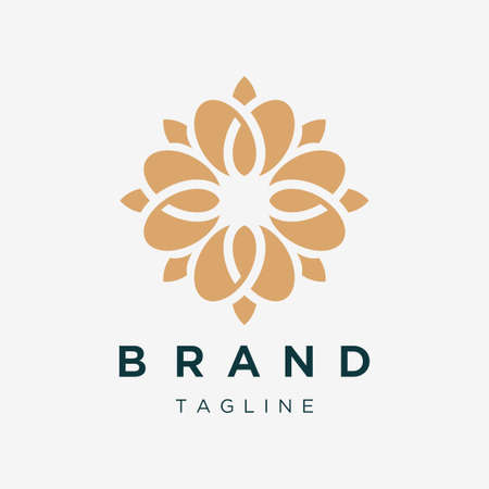 Luxury Ornament Flower Outline Logo Design Templateのイラスト素材