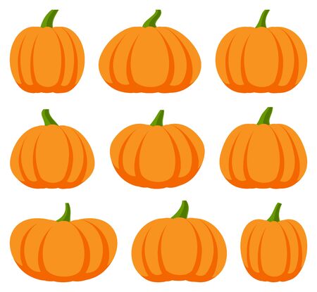 Cartoon halloween pumpkin set illustration.のイラスト素材