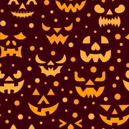 Halloween seamless pattern. Vector horror face illustration. Evil scary spooky eyes, angry ghost teeth background. Season celebration symbol. Print, wrapping, packaging design. Banner invitation partyのイラスト素材