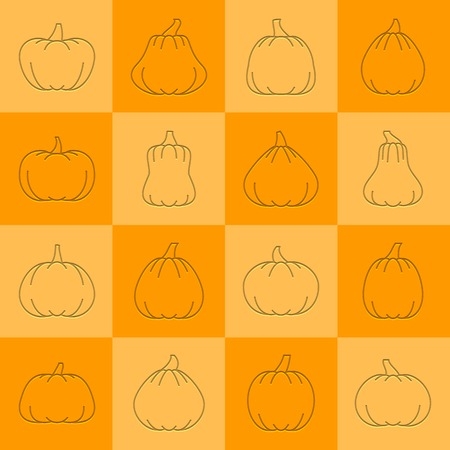 Halloween Pumpkin icon set. Flat style emboss thin line with shadow. Linear symbol collection. Vector illustration outline sign on colored square background. Web, print, card, baner design symbol packのイラスト素材