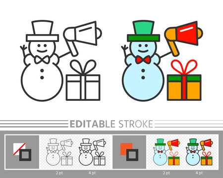 Bubble xmas sale linear icon Christmas banner line without, with color fill. Editable stroke, fill, background Outline sign Web, print, logo, tag, label season clearance, special offer Vector isolatedのイラスト素材