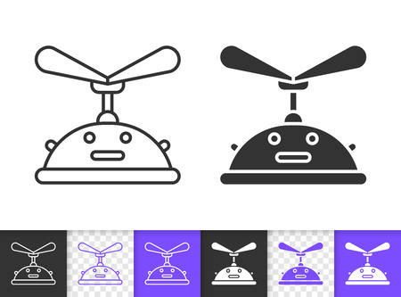 Household Robot black linear and silhouette icons. Thin line sign of android. Toy outline pictogram isolated on white, color, transparent background. Vector Icon shape. Robot simple symbol closeupのイラスト素材